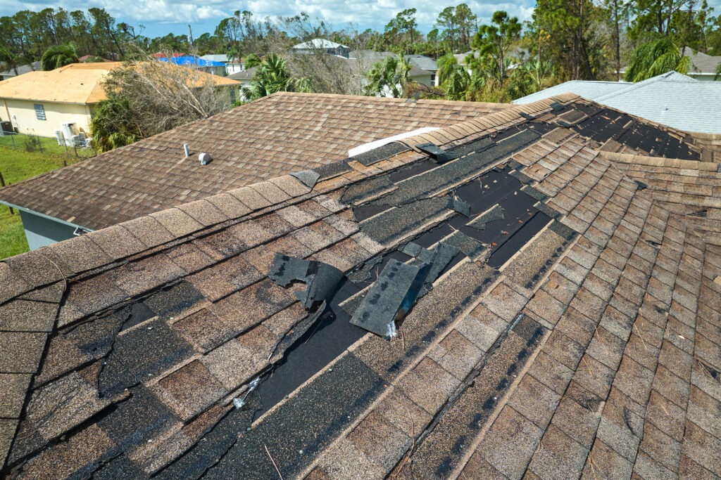 storm damage on roof